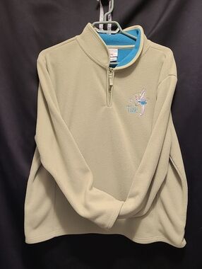 VINTAGE DISNEY STORES TINKERBELL Light Sage Green Quarter-Zip Fleece